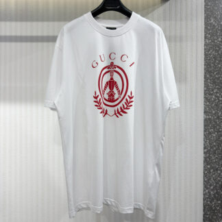 Gucci Red Armor Crest Round Neck T-shirt