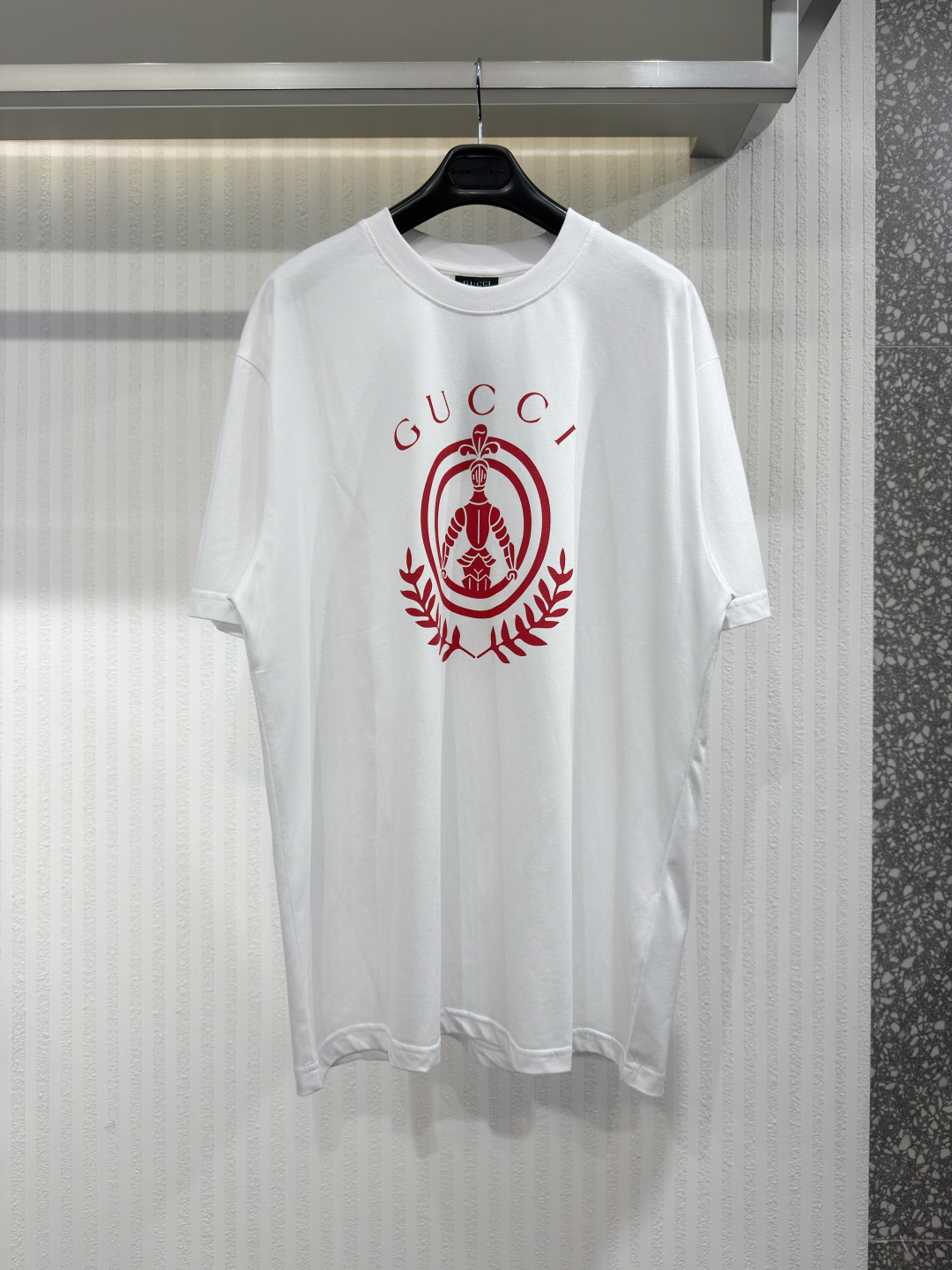 Gucci Red Armor Crest Round Neck T-shirt