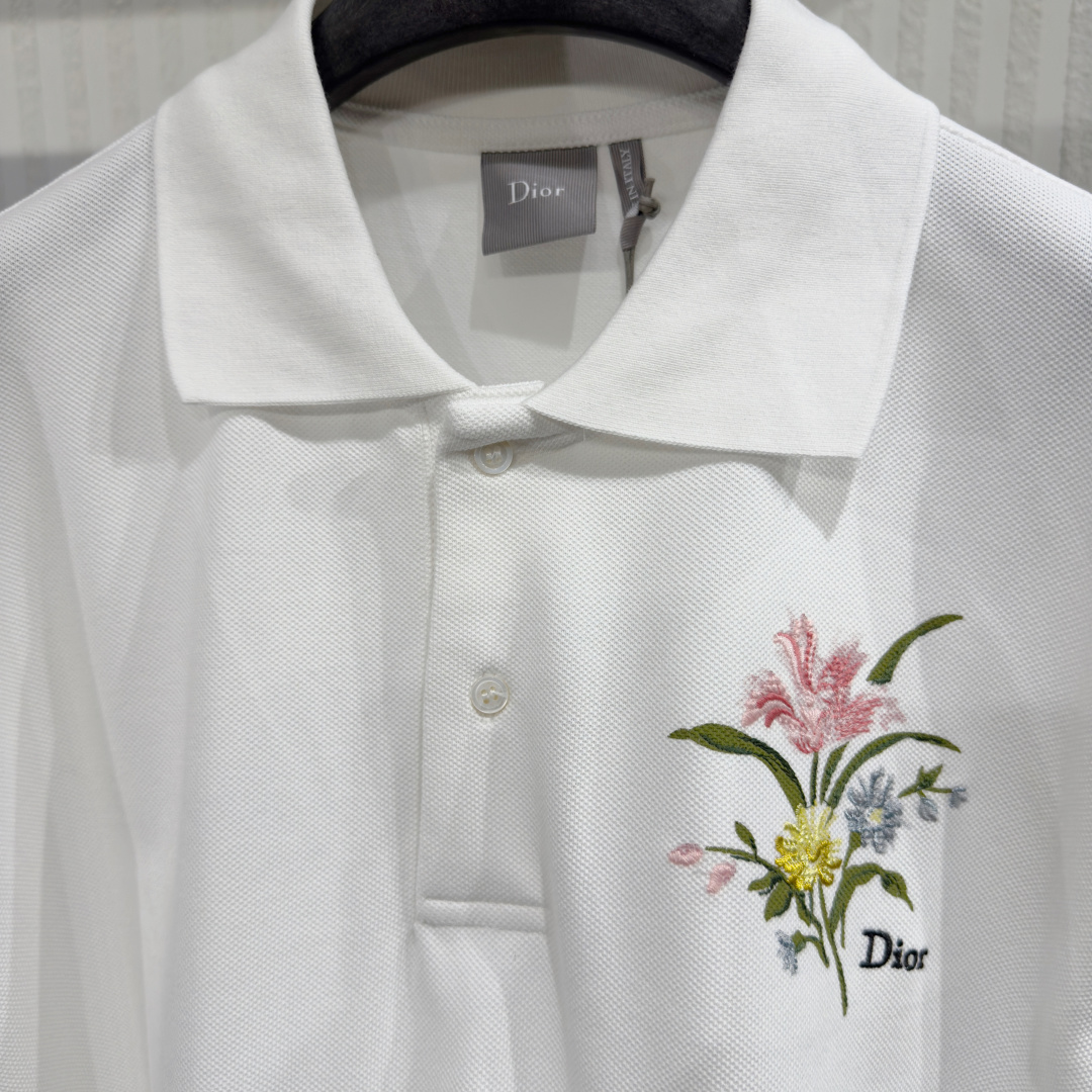 Dior Secret Garden Embroidered Polo Shirt - Image 4