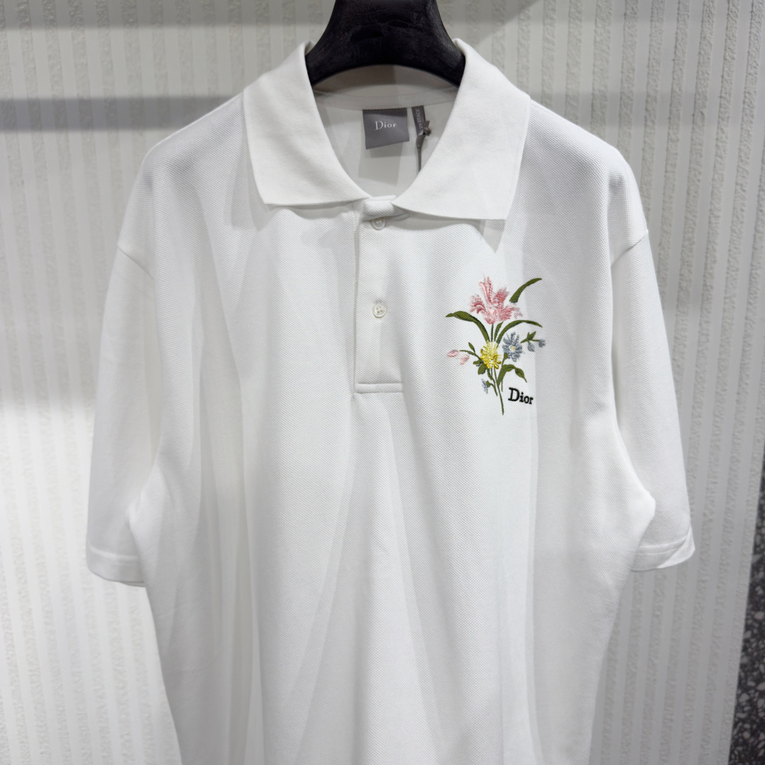 Dior Secret Garden Embroidered Polo Shirt - Image 3