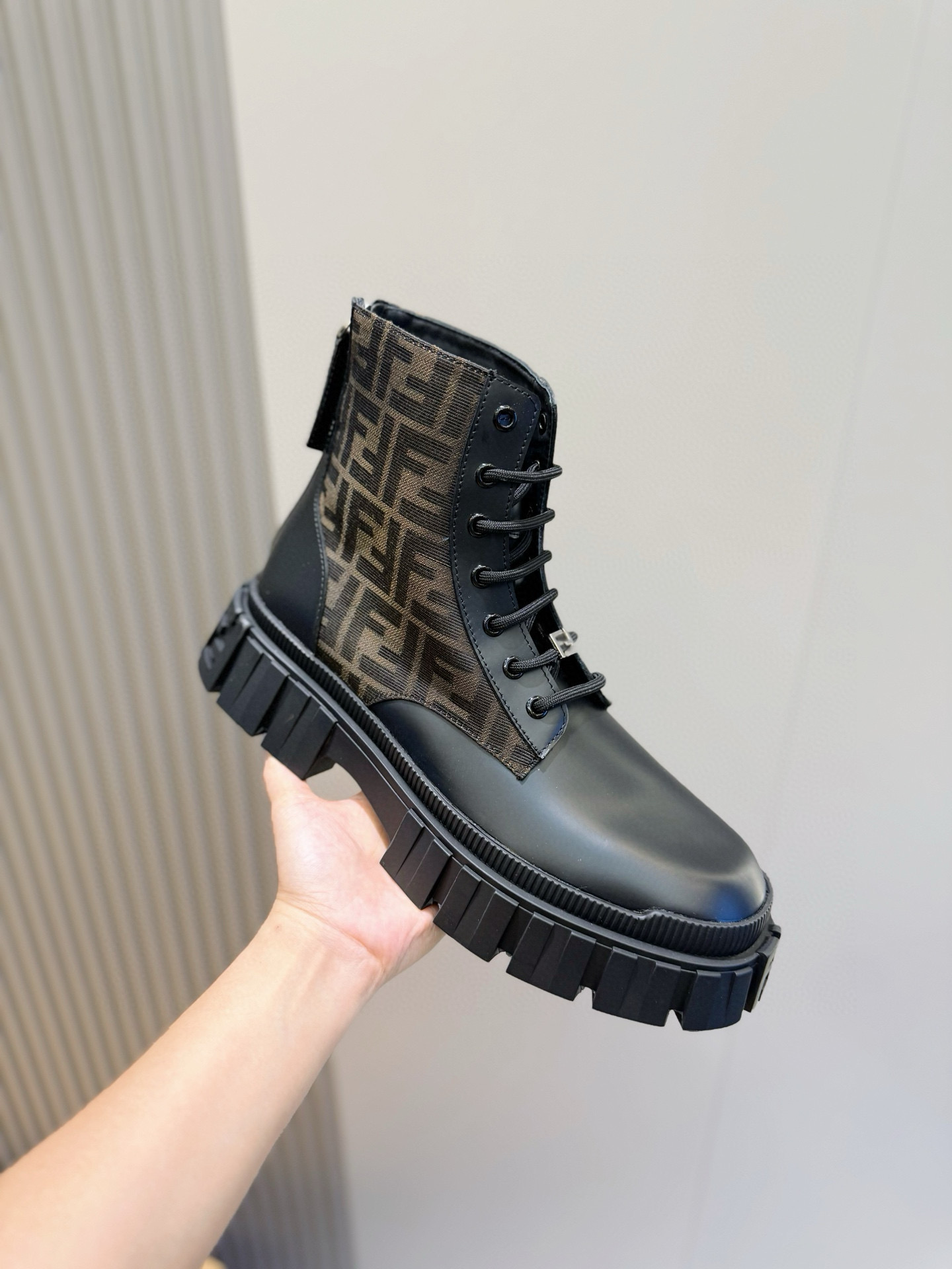 FENDI Men's Luxury Boots - Premium Designer Footwear - Coffee/Black FF - Image 5
