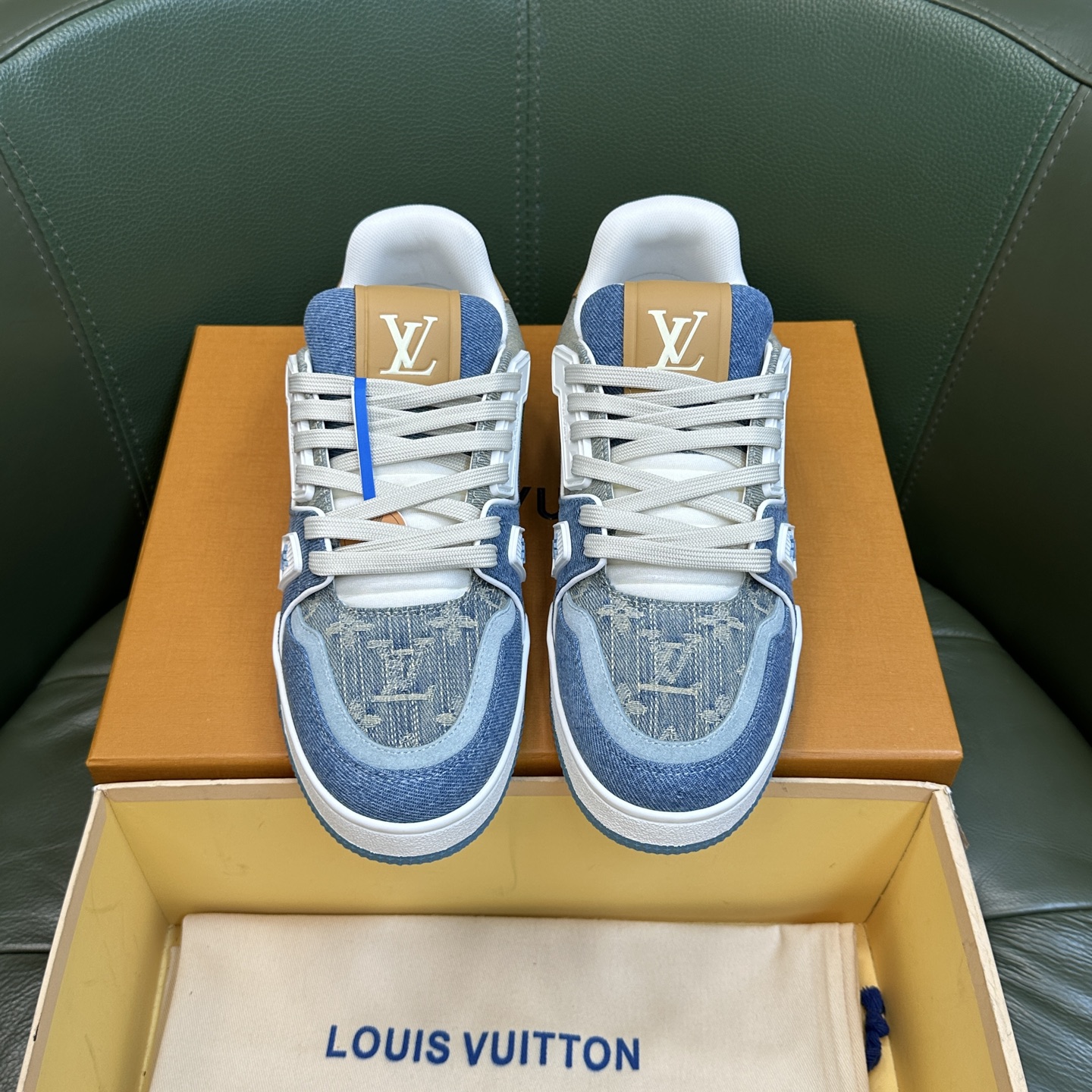 Louis Vuitton LV NEW Leather Sneakers - White/Blue